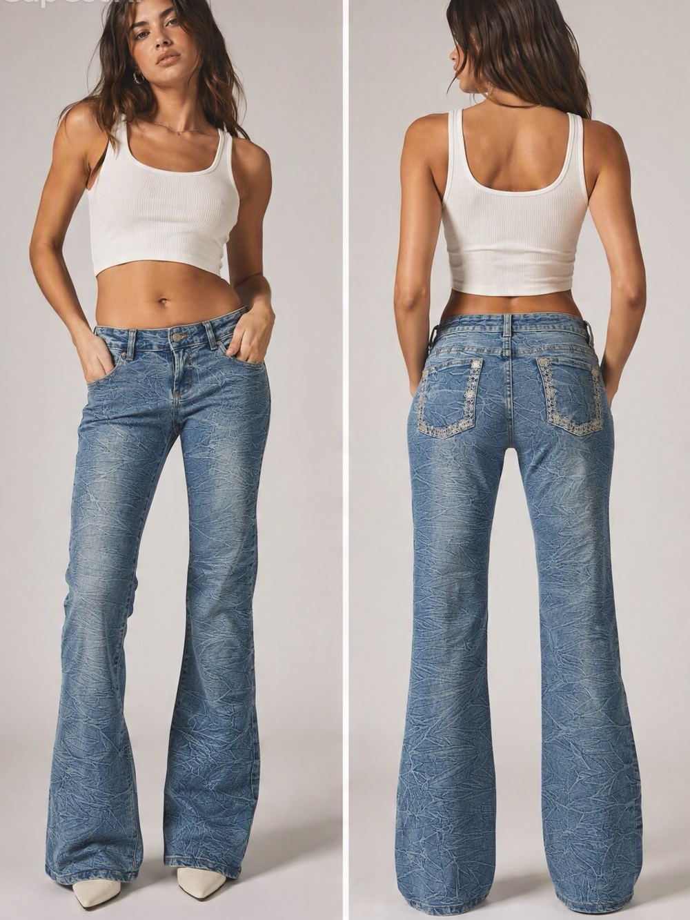Y2K low-Rise Flared Jeans in Blue